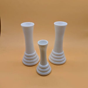 Vintage Milk Glass Mid Century Vases set of 3