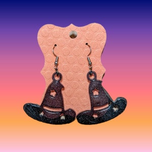 Handmade Resin Witch Hat Halloween Earrings Black
