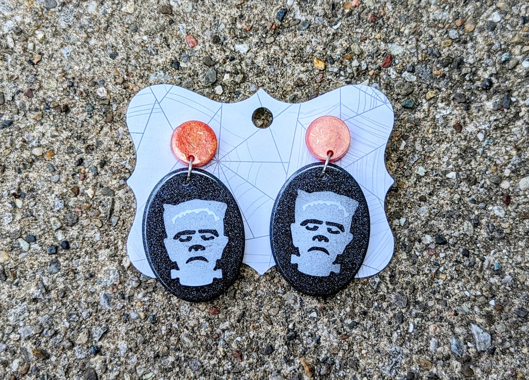 Orecchini Frankenstein In Argento Sterling 925 - Gioielli Originali Per Halloween, Formato 0,7 Cm, In Confezione Regalo