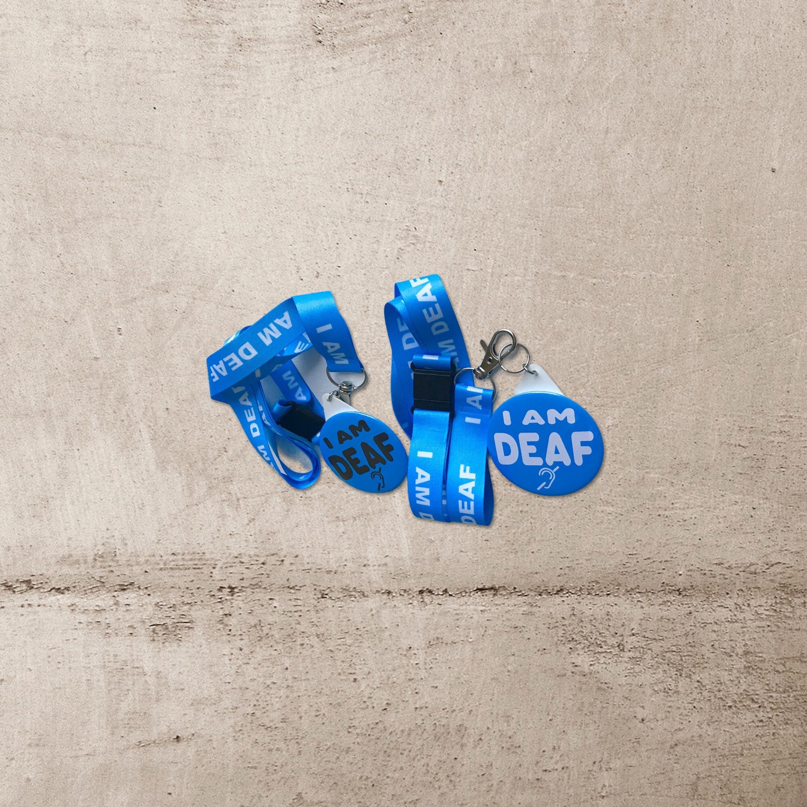 I AM DEAF Printed Lanyard With I Am Deaf Badge for Deaf People, Hearing Impaired, Deafness