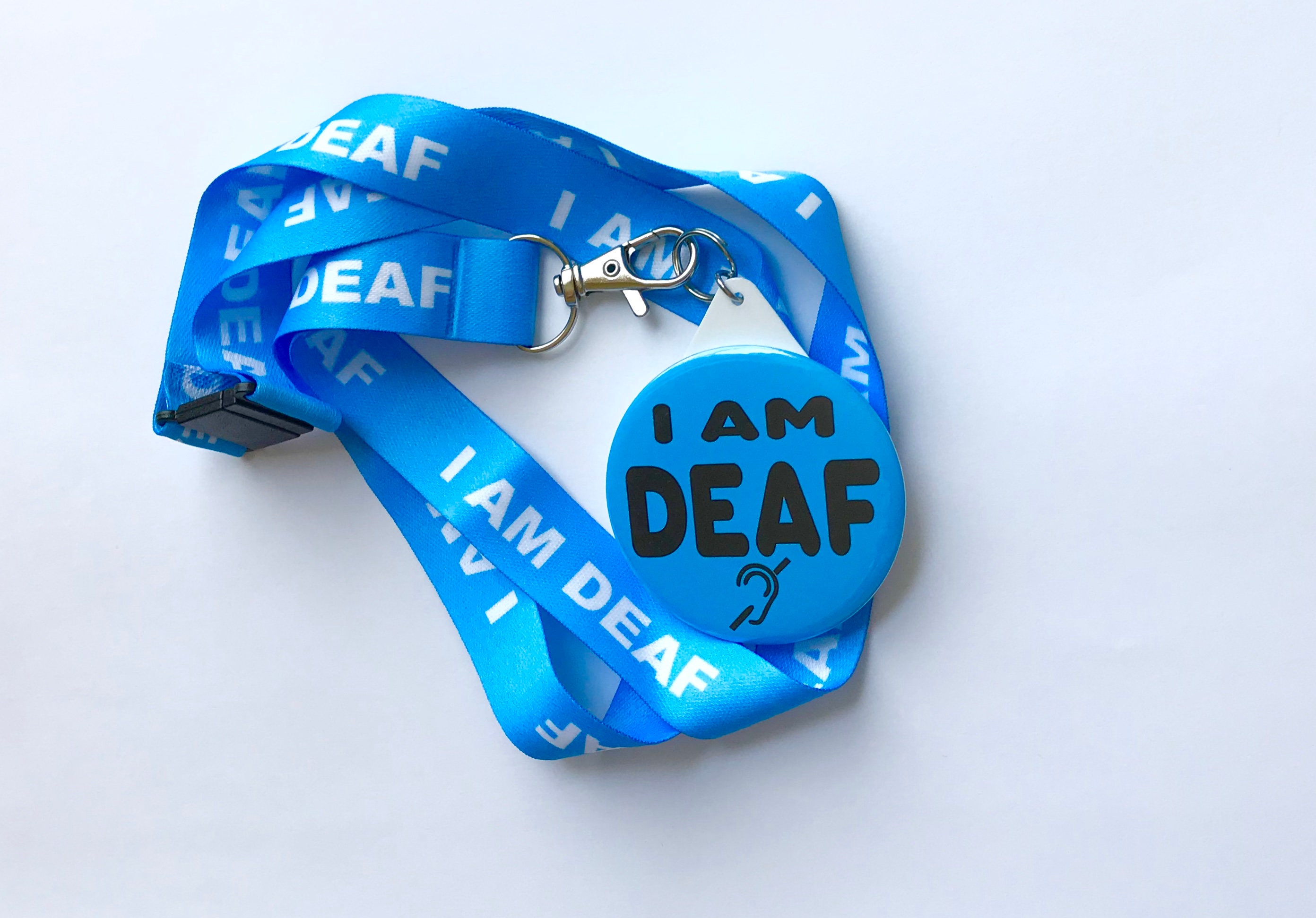 I AM DEAF printed lanyard with I Am Deaf Badge For Deaf Etsy Nederland