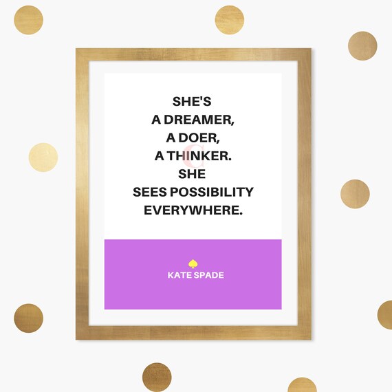 Kate Spade Quote Kate Spade Print Kate Spade Inspired Home Decor Bedroom Decor Typography Print Modern Print Fashion Poster