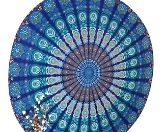 Mandala Tischdecke Indische Baumwolle Tischdecken 182 cm Hand Siebdruck Strand Picknick Boho Mandala Muster Yogamatte Überwurf Tapisserie