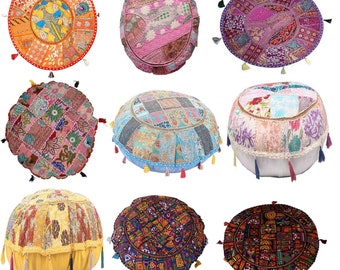 Traditionalplace Ottoman-Round Floor Pillow Cover Cushion Pouf Ottoman