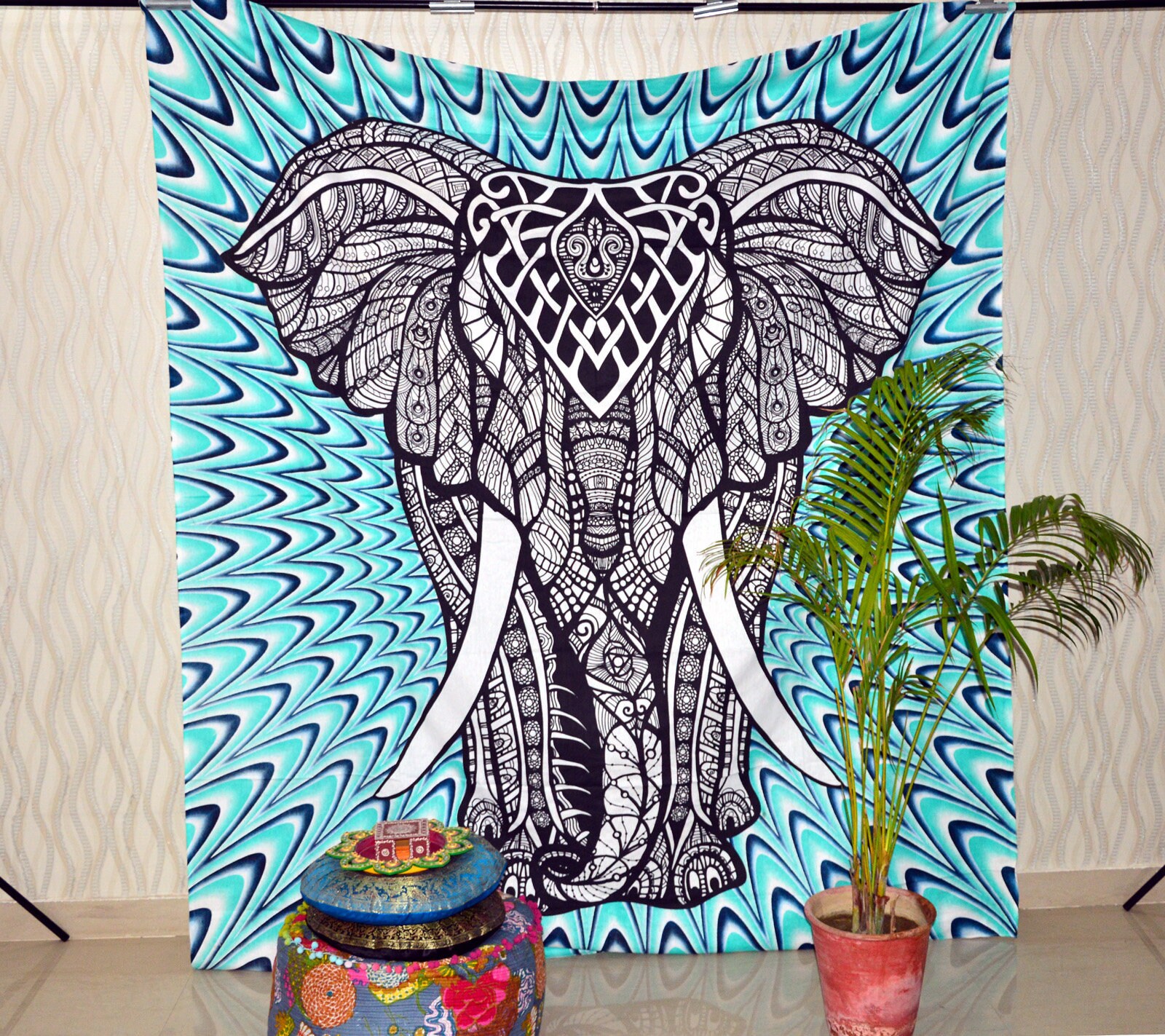 Elephant Tapestry Mandala Wall Hanging Wall Decor Printed Etsy