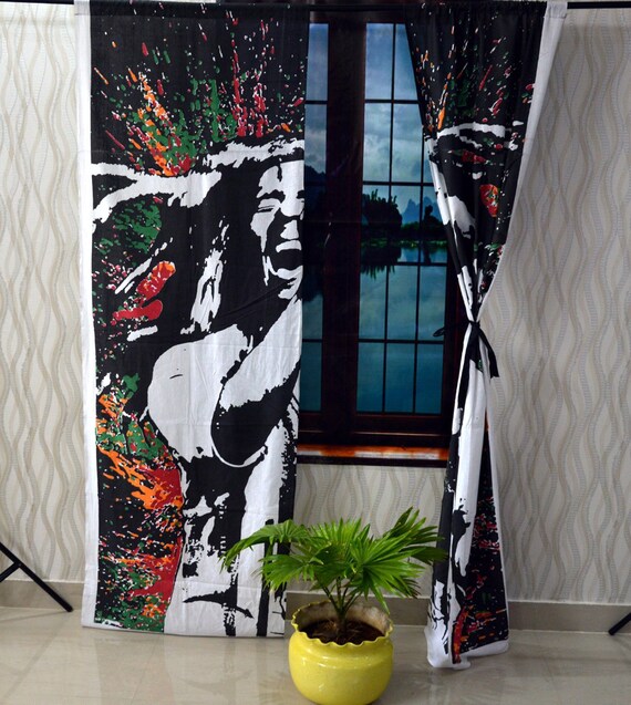 Bob Marley Mandala Curtains Hippie Curtain Boho Window Etsy