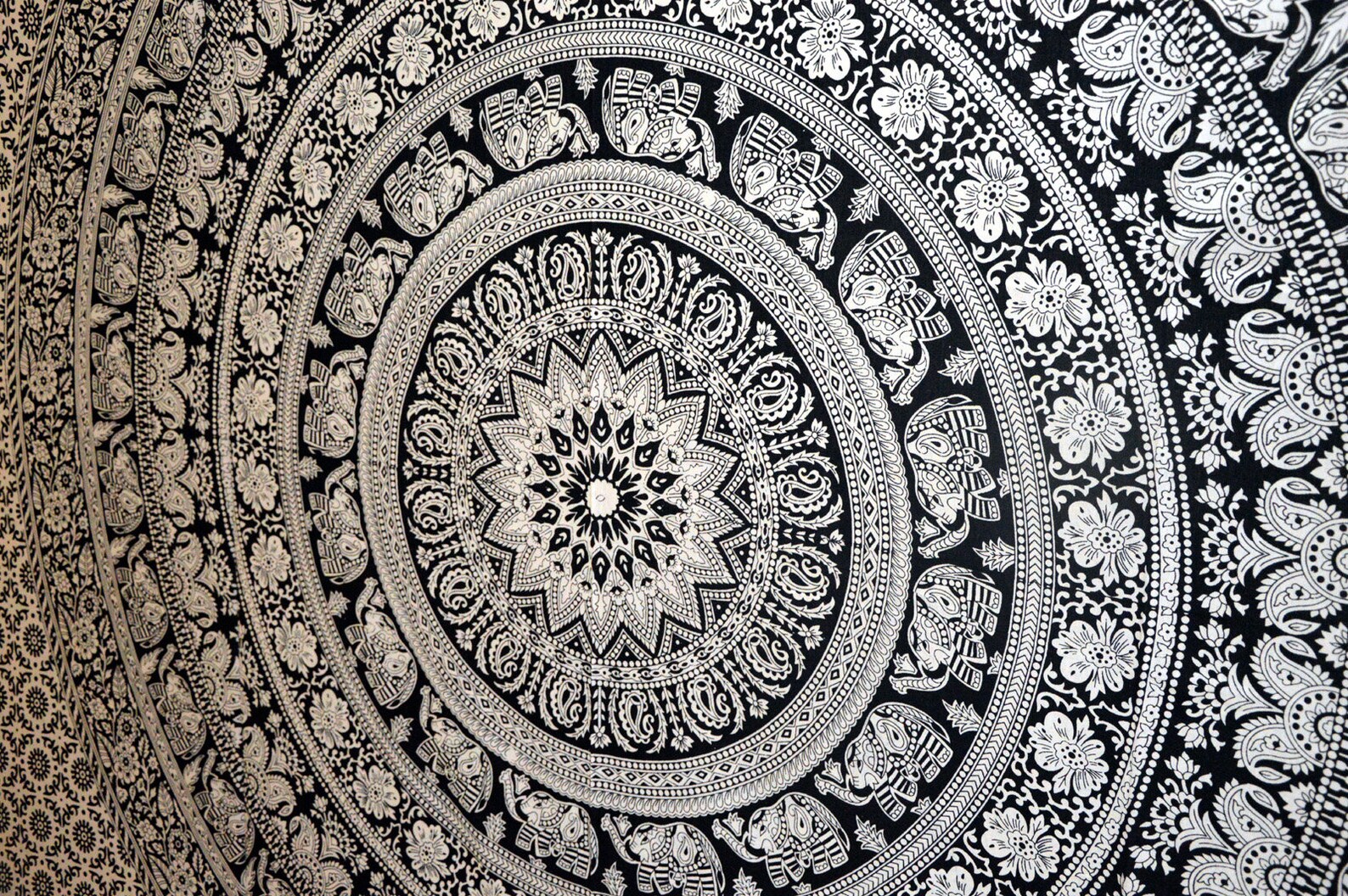 Black & White Mandala Tapestry Queen Boho Tapestries Throw Etsy