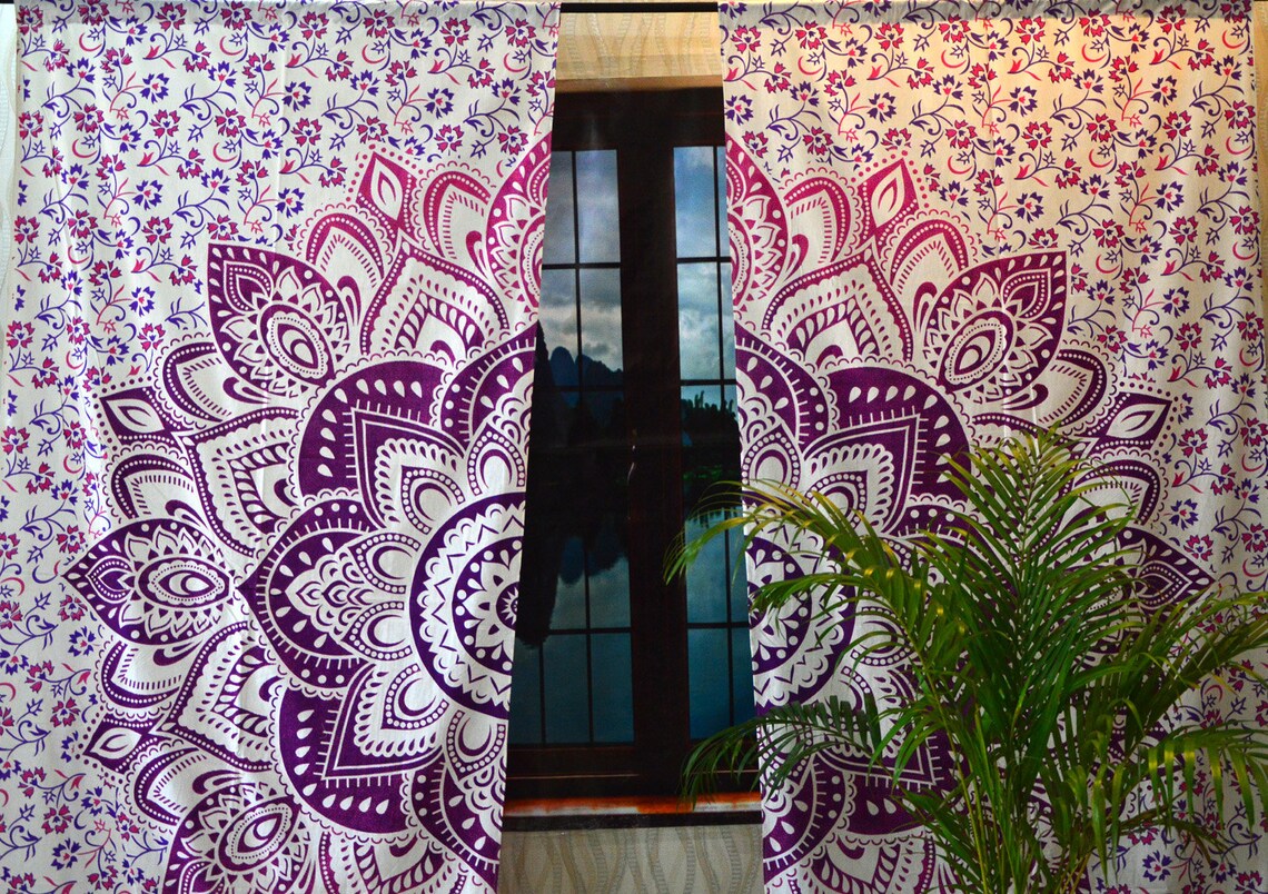 Flower Mandala Curtains Wall Mandala Curtain Tapestry Window | Etsy