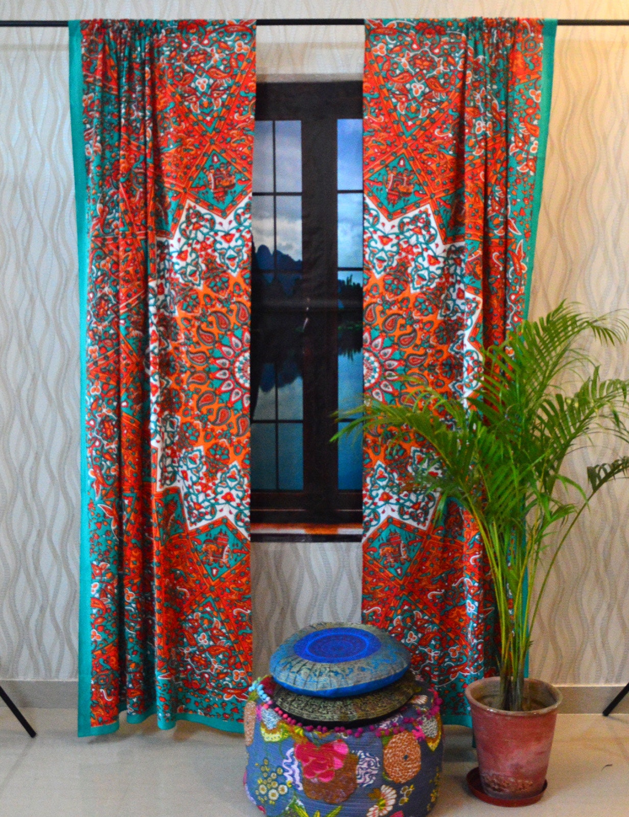 Indian Mandala Curtain Panel Star, Luxury Curtains For Living Room India