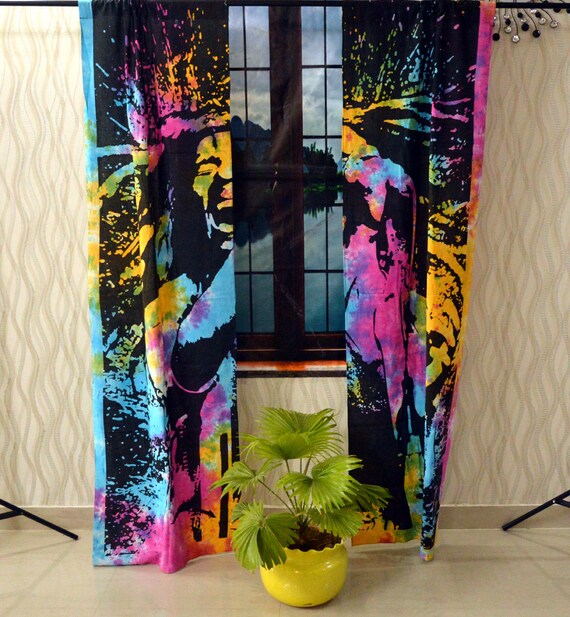 Mandala Curtains Bob Marley Curtains Tab Top Luxury Door Etsy