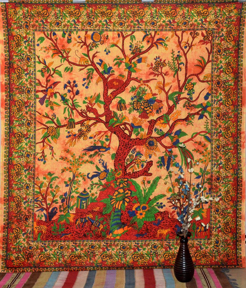 Tree of Life Queen Tapestry Indian Mandala Bohemian Tapestry Etsy