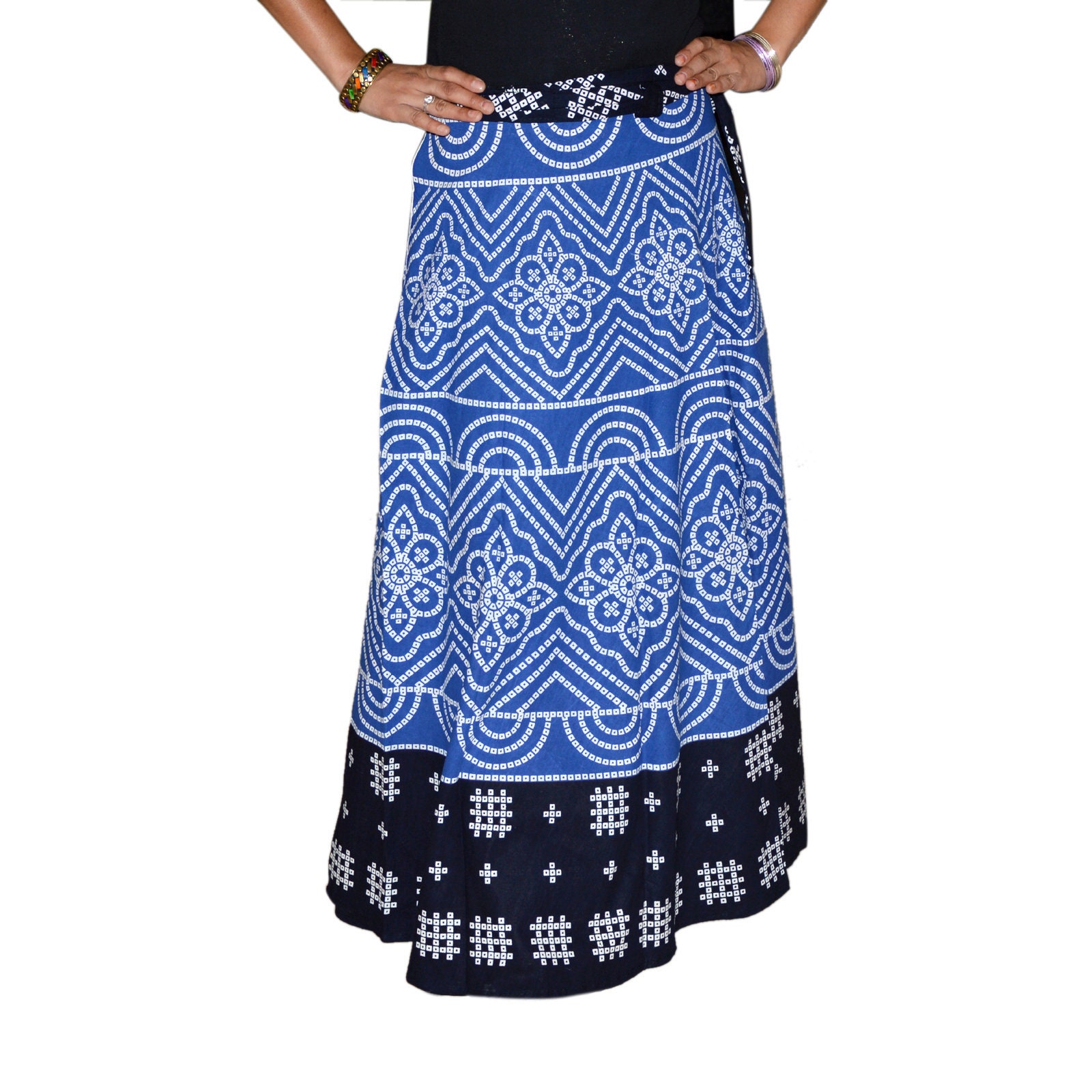 Indian Bandhani Skirt Printed Sarong Traditional Bandhej Wrap Etsy