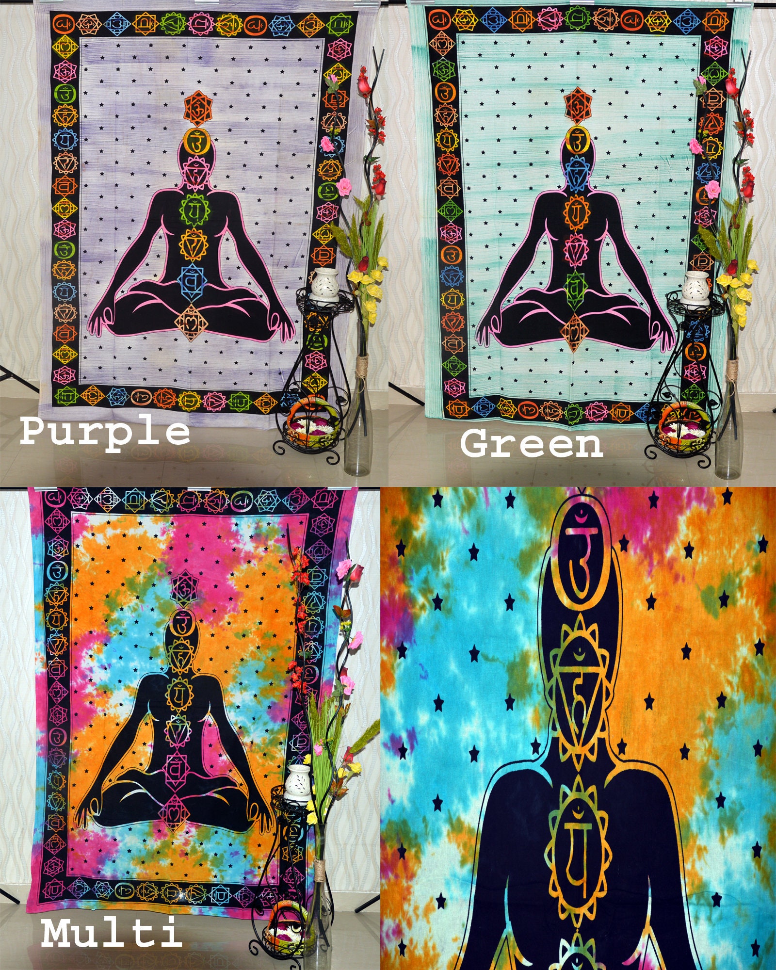 Meditation Twin Size Tapestry Yoga Positive Energy Tapestries Etsy