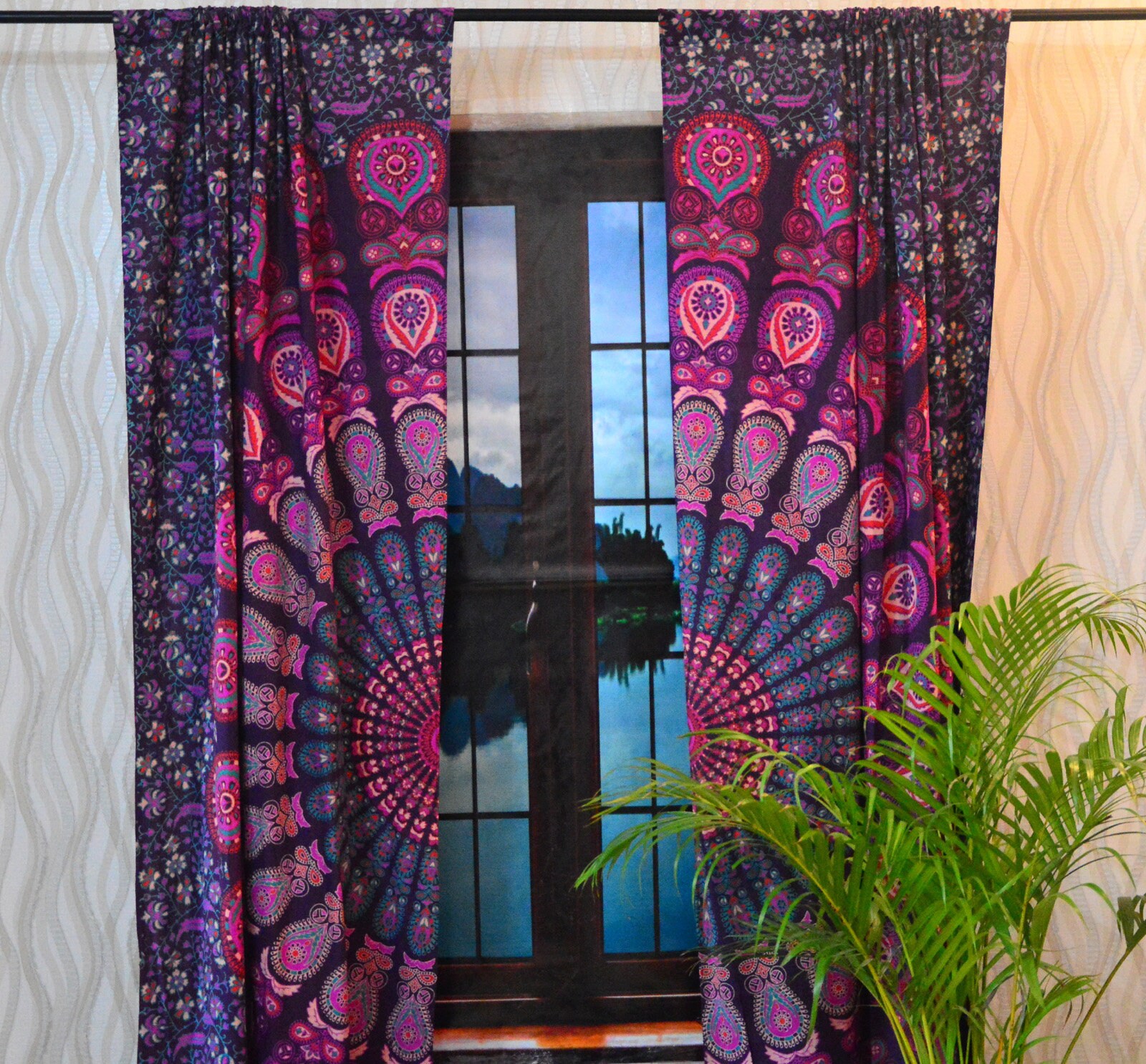 Mandala Curtains Indian Hippie Curtain Set Boho Window Etsy