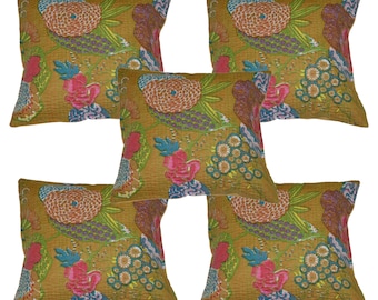 Handmade Fruit Print Indian Cushion Covers Home Decorative Hand Stitched quilted Kantha Pillow cover Living room Pillowcase Home Decor Throw