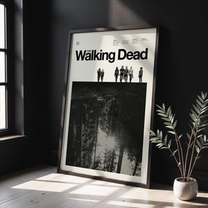 The Walking Dead Inspired Poster, Minimalist Movie Poster, Mid Century Modern, Zombie Apocalypse Film, Home Theater Wall Decor