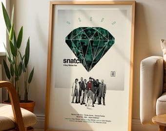 Snatch Poster, Minimalist Movie Print, Mid Century Modern Wall Art, Guy Ritchie Film Poster, Cult Crime Cinema Decor