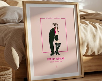 Pretty Woman Poster - Minimalist Movie Poster, Mid Century Modern Wall Art, Julia Roberts Poster, Richard Gere Poster, Garry Marshall Film
