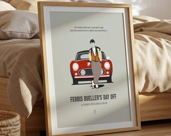 Ferris Bueller’s Day Off Poster - Minimalist Movie Poster, Mid Century Modern Wall Art, Matthew Broderick Poster, John Hughes Movie Poster