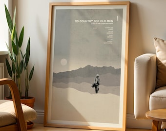 No Country for Old Men Poster, Minimalist Movie Print, Mid Century Modern Wall Art, Coen Brothers Film Poster, Retro Thriller Decor