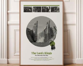The Lord of the Rings Poster, Fellowship of the Ring Print, Minimalist Movie Poster, Mid Century Modern Wall Art, Tolkien Retro Decor