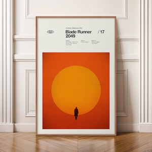 Blade Runner 2049 Poster, Minimalist Movie Print, Mid Century Modern Wall Art, Denis Villeneuve Sci Fi Poster, Ryan Gosling Film Art