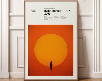 Blade Runner 2049 Poster, Minimalist Movie Print, Mid Century Modern Wall Art, Denis Villeneuve Sci Fi Poster, Ryan Gosling Film Art