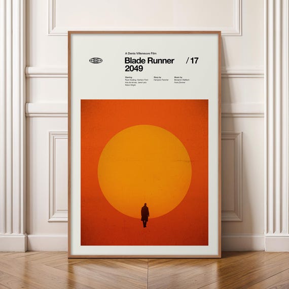 Blade Runner 2049 Poster, Minimalist Movie Print, Mid Century Modern Wall Art, Denis Villeneuve Sci Fi Poster, Ryan Gosling Film Art