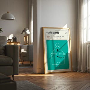 Squid Game Poster, Minimalist TV Print, Mid Century Modern Wall Art, Korean Drama Poster, Netflix Series Print, Retro Cinema Style Decor image 4