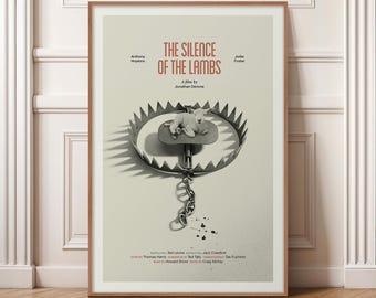 Silence of the Lambs Poster - Minimalist Movie Print, Mid Century Modern Wall Art, Jonathan Demme Film Poster, Retro Thriller Cult Classic