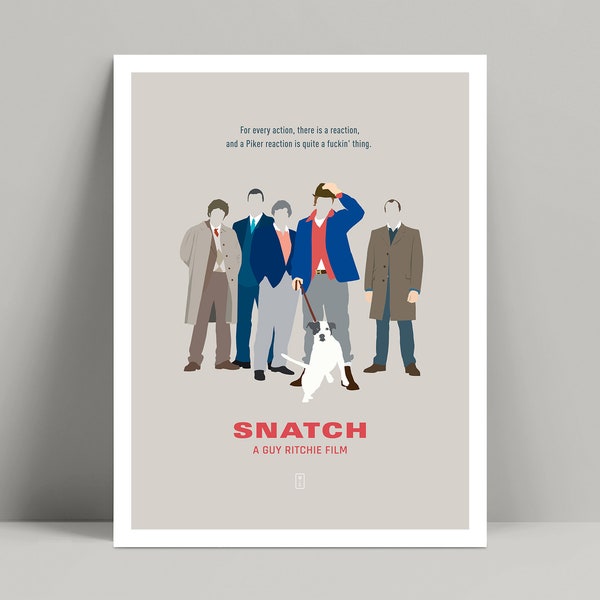 Snatch Movie - Minimalist Poster, Snatch Movie Poster, Jason Statham, Brad Pitt, Benicio Del Toro, Guy Ritchie, Lock Stock 2 Smoking Barrels