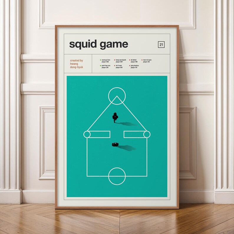 Squid Game Poster, Minimalist TV Print, Mid Century Modern Wall Art, Korean Drama Poster, Netflix Series Print, Retro Cinema Style Decor image 5
