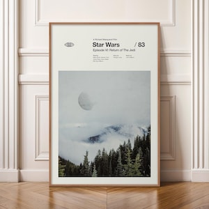 Star Wars VI - Return of the Jedi Poster, Minimalist Movie Print, Mid Century Modern Wall Art, Retro Sci-Fi Poster, Original Trilogy Decor