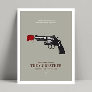 Ojciec chrzestny – plakat minimalistyczny, wydruk Ojca chrzestnego, wydruk minimalistyczny, Robert De Niro, Marlon Brando, Al Pacino, James Caan