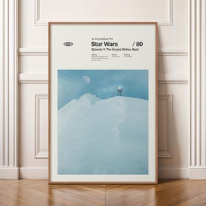 Star Wars V - Empire Strikes Back Poster, Minimalist Movie Print, Mid Century Modern Wall Art, Retro Sci-Fi Poster, Original Trilogy Decor