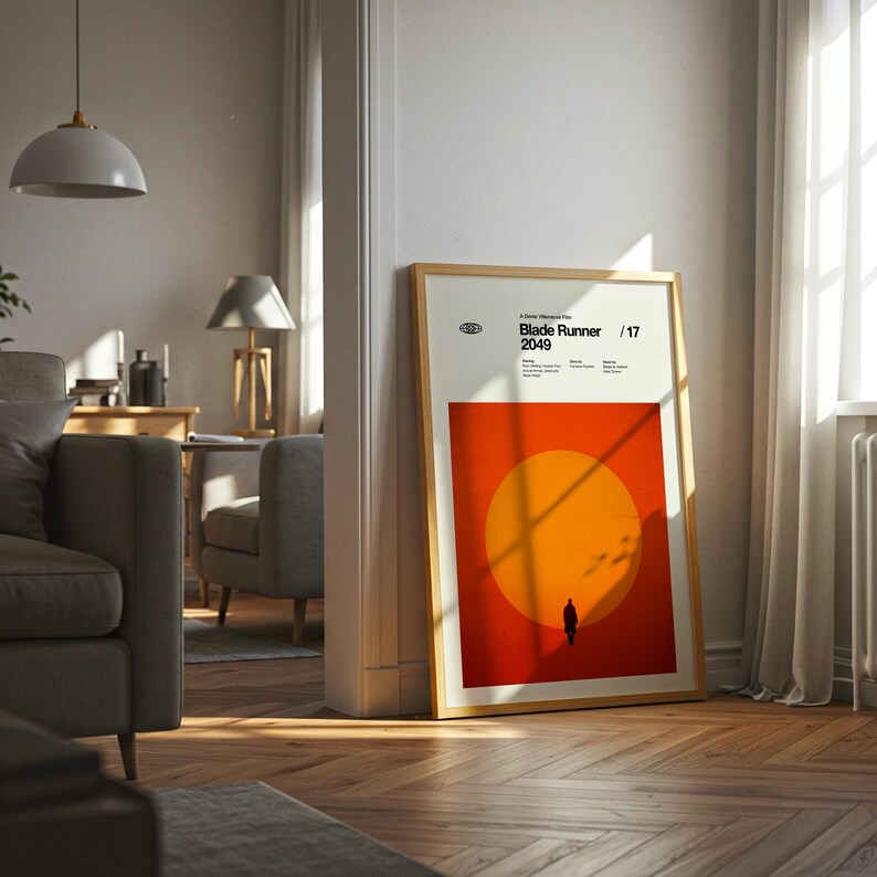 Póster de Blade Runner 2049, lámina minimalista de película, arte mural de estilo moderno de mediados de siglo, póster de ciencia ficción de Denis Villeneuve, arte cinematográfico de Ryan Gosling imagen 5