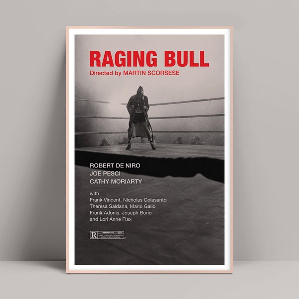 Raging Bull Poster, Minimalist Poster, Martin Scorsese, Robert De Niro Poster, Moriarty, Joe Pesci, Jake LaMotta, Good Fellas, Casino Movie