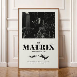 The Matrix Poster - Minimalist Movie Print, Mid Century Modern Wall Art, Wachowski Film Poster, Keanu Reeves Sci Fi Action Art