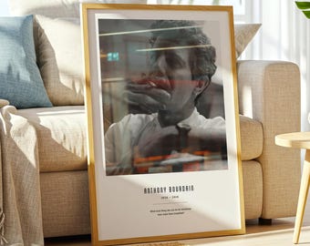 Anthony Bourdain Poster - Minimalist Print, Mid Century Modern Wall Art, Chef Food Writer Portrait, Culinary Legend Poster
