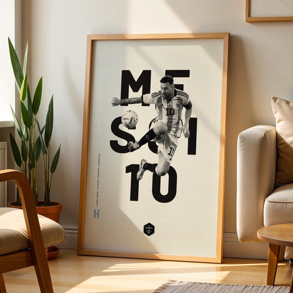 Lionel Messi Poster – Minimalist Soccer Art Print, Modern Wall Decor, Argentina Football Gift for Him, Messi Fan Poster