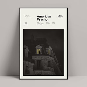 American Psycho - Minimalistisches Poster, American Psycho Poster, Christian Bale, Jared Leto, Reese Witherspoon, Josh Lucas, Chloë Sevigny
