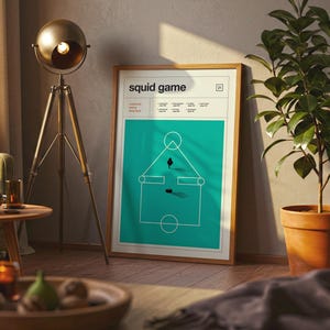 Squid Game Poster, Minimalist TV Print, Mid Century Modern Wall Art, Korean Drama Poster, Netflix Series Print, Retro Cinema Style Decor image 2
