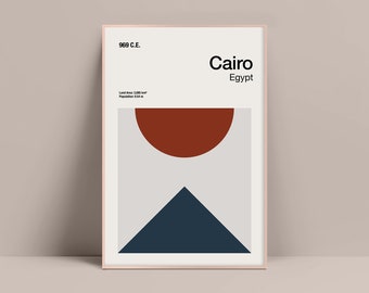 Cairo Print, Cairo Travel Poster, Cairo Minimalist Print, Mid-Century Design, Abstract Wall Art, Geometric Art Print, Abstract Color Print