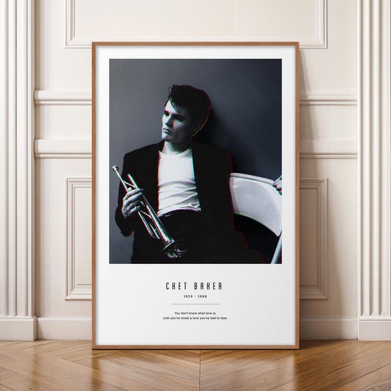 Chet Baker Poster - Minimalist Jazz Print, Mid Century Modern Wall