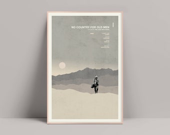No Country for Old Men, Minimalist Poster, Coen Brothers Poster, Tommy Lee Jones, Javier Bardem, Josh Brolin, Fargo Movie, The Big Lebowski