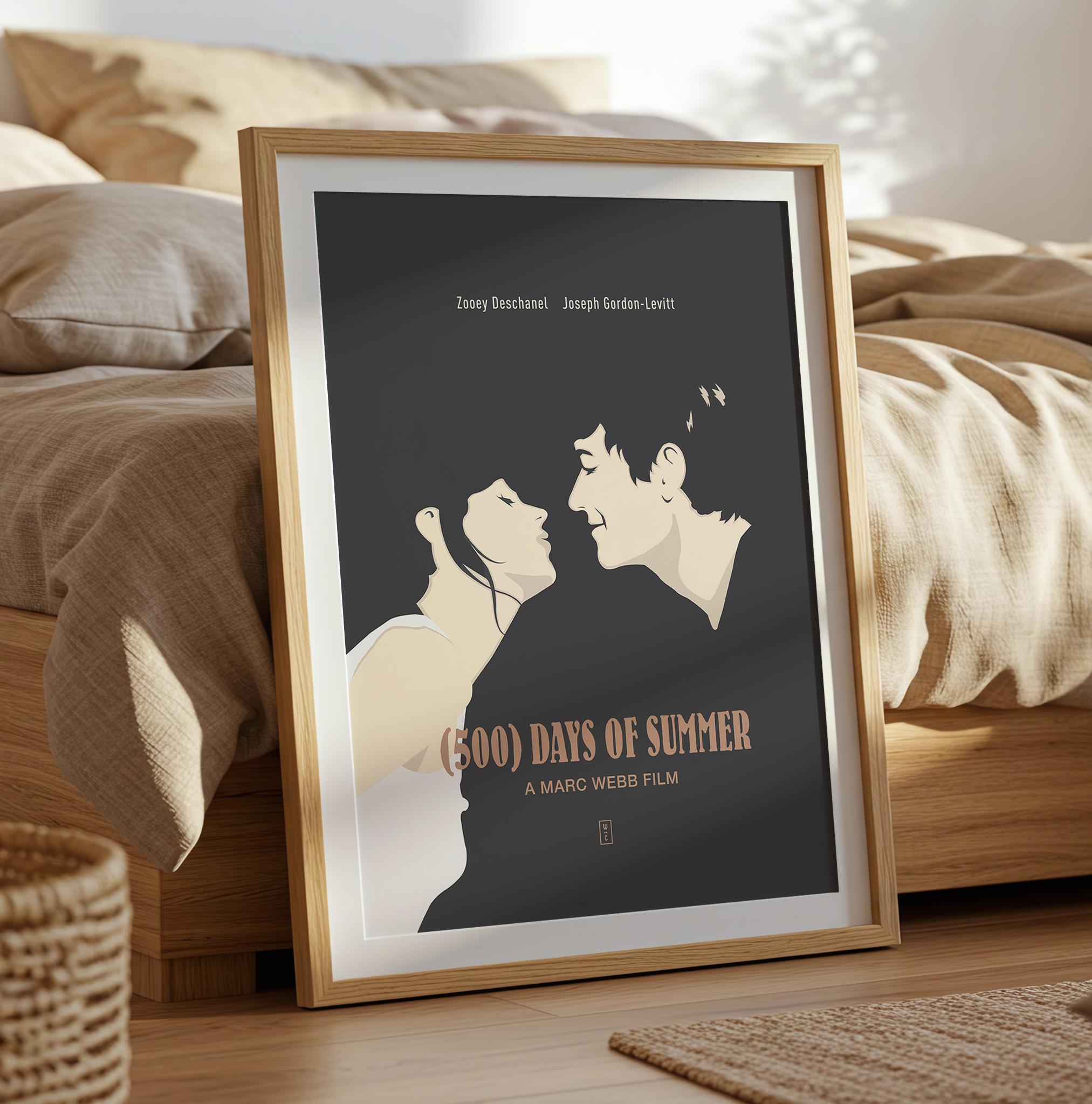 500日のサマーポスター - ミニマリスト映画プリント、ミッドセンチュリーモダンウォールアート、ズーイー・デシャネルとジョセフ・ゴードン＝レヴィットのポスター、ロマンスインテリア  - Etsy 日本, image size:2025x2047