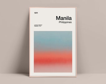 Manila Print, Manila Travel Poster, Manila Minimalist Art, Mid-Century Design, Abstract Wall Art, Geometric Art Print, Abstract Color Print