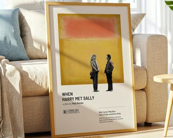When Harry Met Sally Poster, Minimalist Movie Print, Mid Century Modern Wall Art, Meg Ryan Billy Crystal Film Poster, Retro Romance Decor