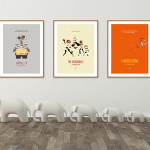 Pixar Film Poster - Minimalistisches Poster, Pixar Up Poster, Die Unglaublichen, Findet Nemo Poster, Findet Dory Poster, Kinderzimmer Wandkunst