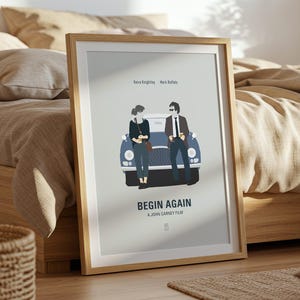 Begin Again Movie Poster - Minimalist Movie Print, Mid Century Modern Wall Art, Keira Knightley, Mark Ruffalo, John Carney Film Art